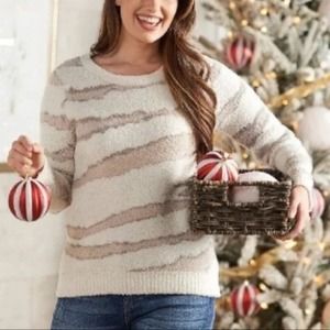 Barefoot Dreams Cozychic seaside zebra pullover size XS